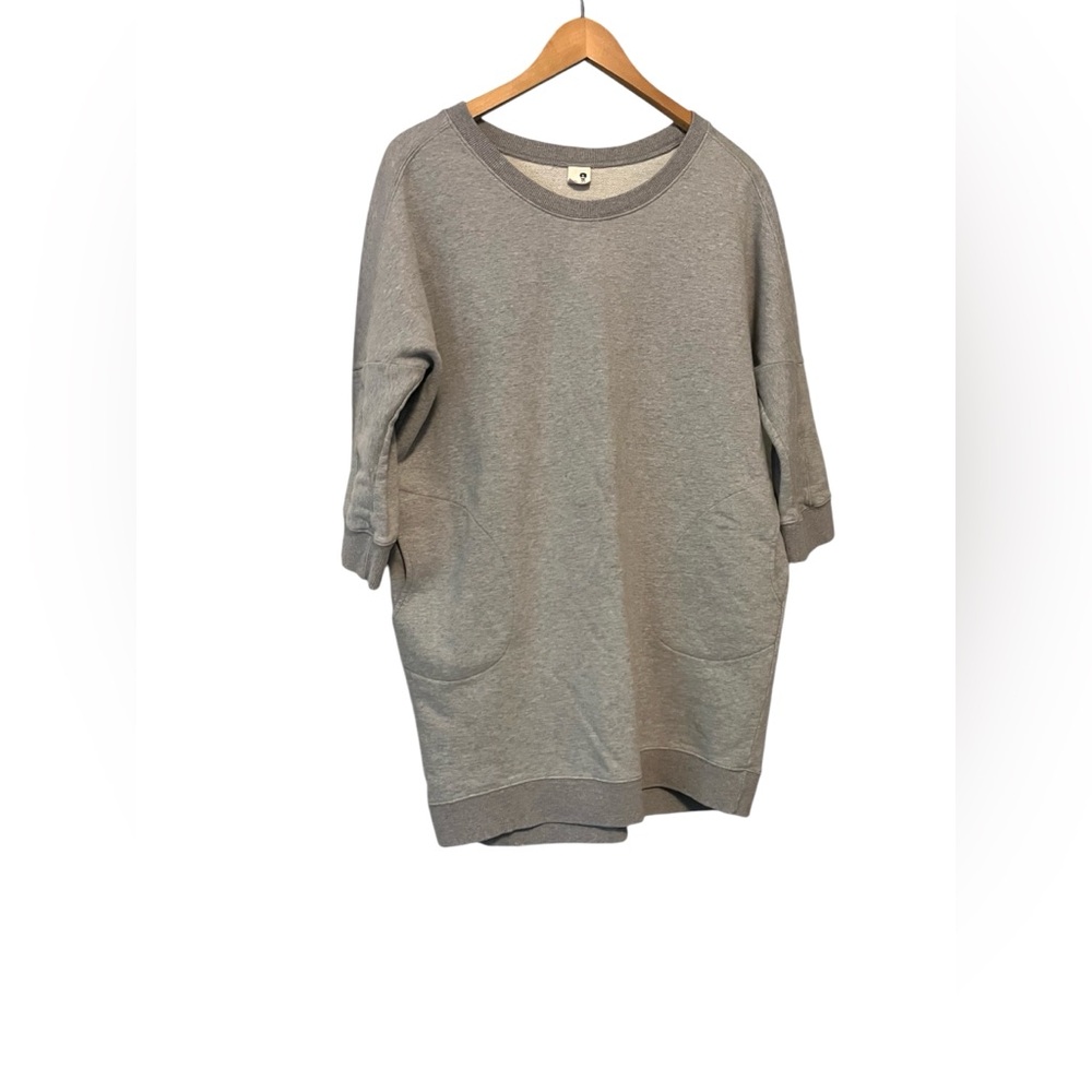 Pink soda cotton crewneck tunic pullover with pockets